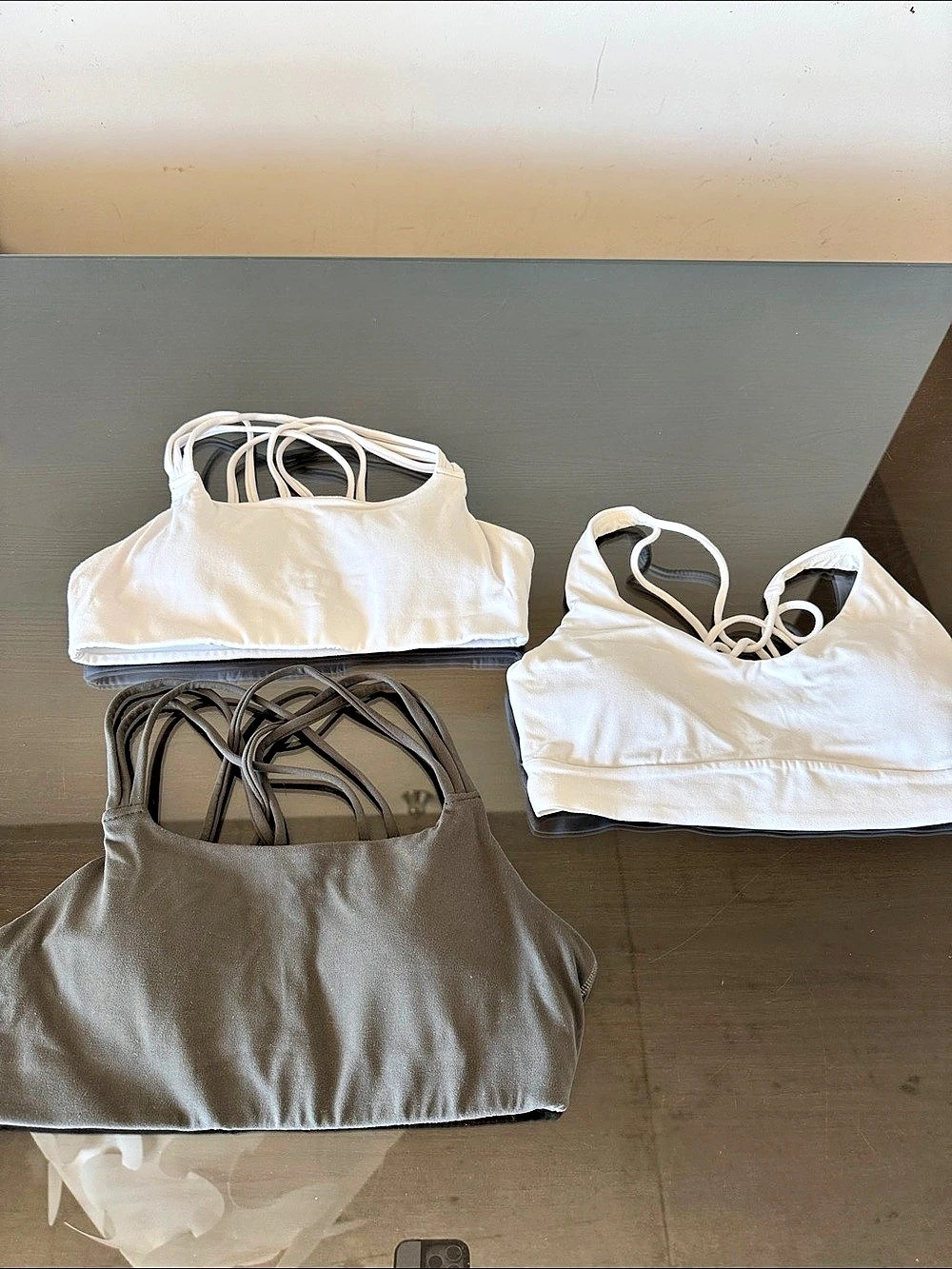 Athleta Sports Bra 3-Piece Set in White & Gray Size Small